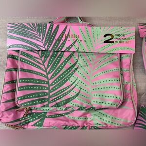 Trina Turk 2 pc Packing Cube Travel Set Pink Palm Tropical New